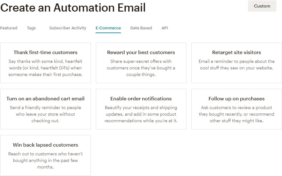 Mailchimp Automation Email Options