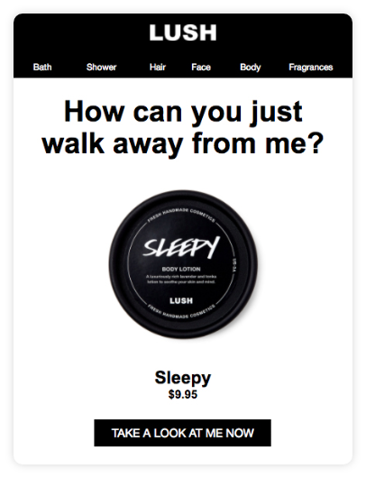 Lush abandoned cart email marketing