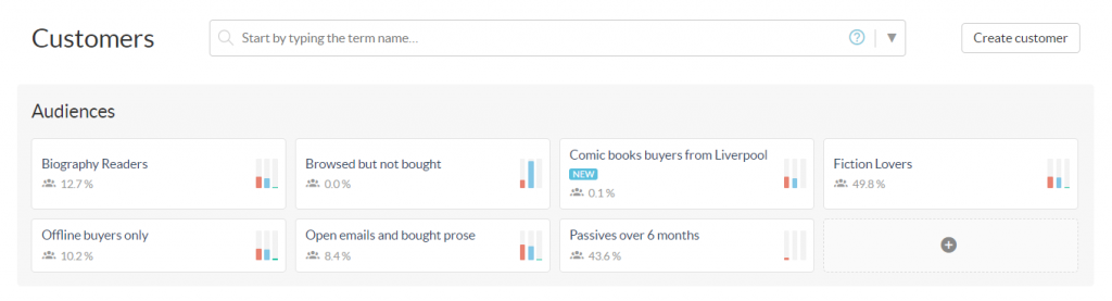 Custobar customer audience view